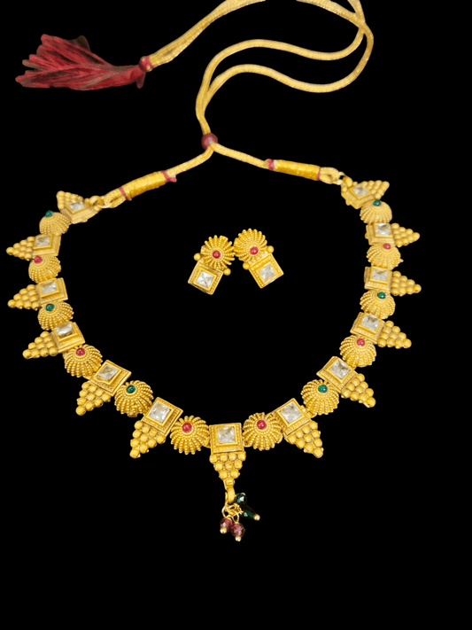 Royal Radiance Sunbrust Mat finish 22k Gold Plated Beautiful Necklace Set