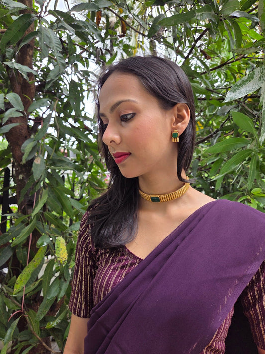 Indira Sutra Premium Quality 22k Gold Plated Mat Finish Choker Set Available in 2 variant