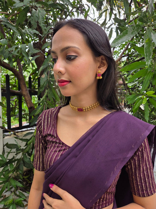 Rubyrekha Premium Quality 22k Antique Gold Plated Trendy and Beautiful Statement Choker Set