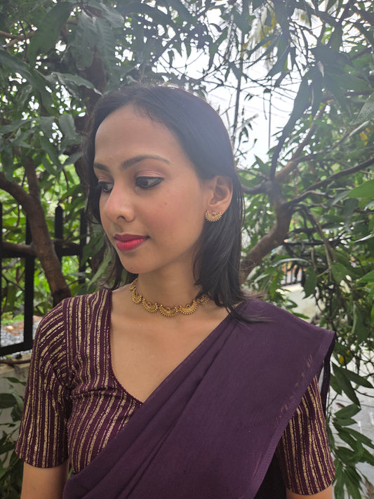 Arka Leela Premium Quality Antique Shade Mat finish 22k Gold Plated Stylish and Trendy Necklace Set