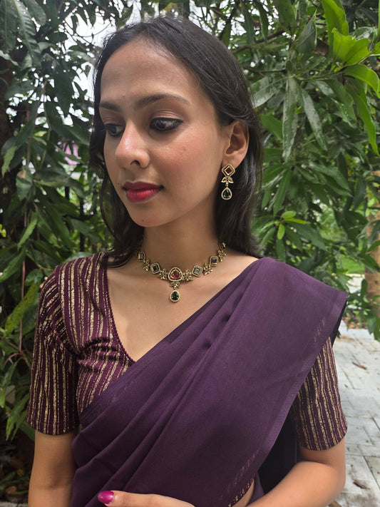 Ratnarpita Premium Quality Victorian Antique Gold Finished Stylish and Trendy Necklace Set with AD Stones