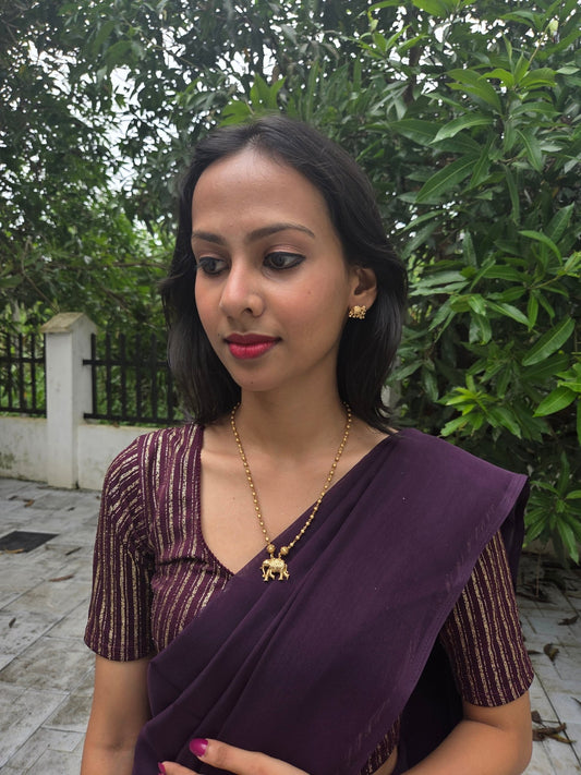 Gajamukta Premium Quality Antique Gold Finish Budget Friendly Mid Length Traditional Chain with Elephant Pendant