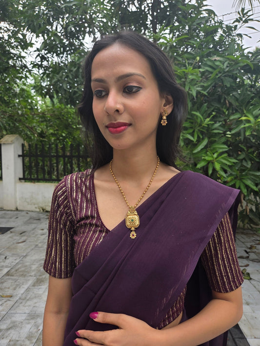 Nidraja Premium Quality Antique Shade 22k Gold Plated Stylish and Trendy Mid length Gold Bead Chain
