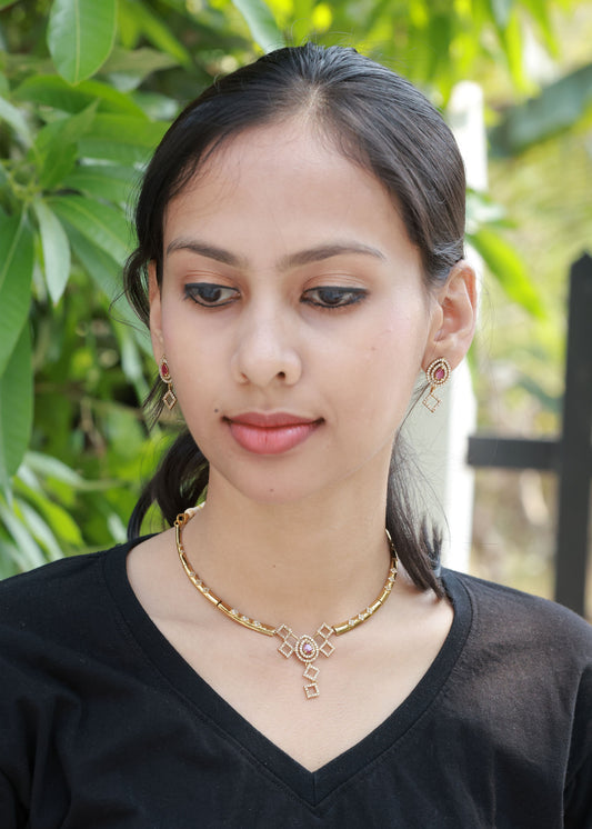 Rubiya Raaga AD stoned Elegant Necklace Set