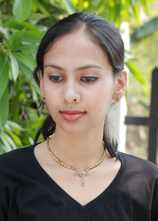 Rubiya Raaga AD stoned Elegant Necklace Set