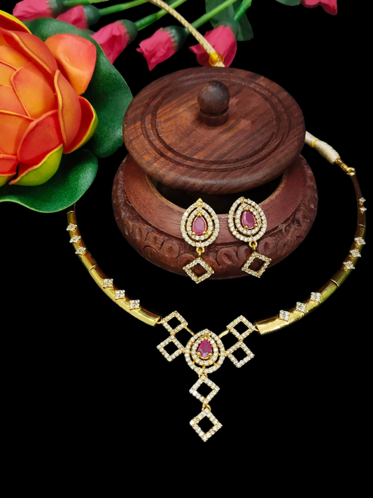 Rubiya Raaga AD stoned Elegant Necklace Set