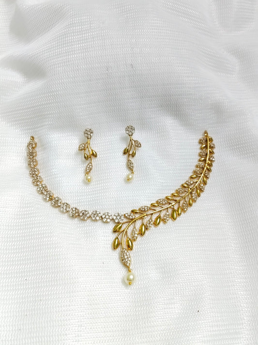 Vanamala Party wear AD Necklace Set