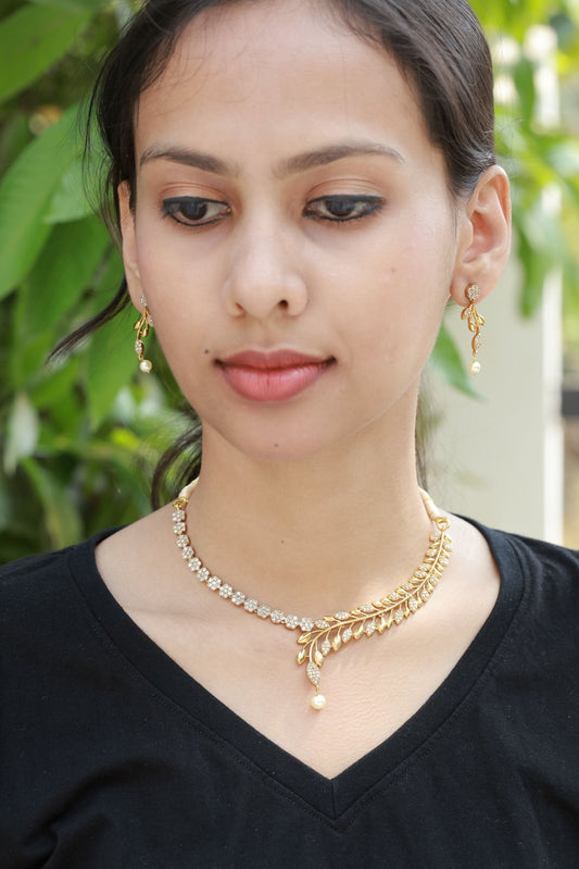 Vanamala Party wear AD Necklace Set