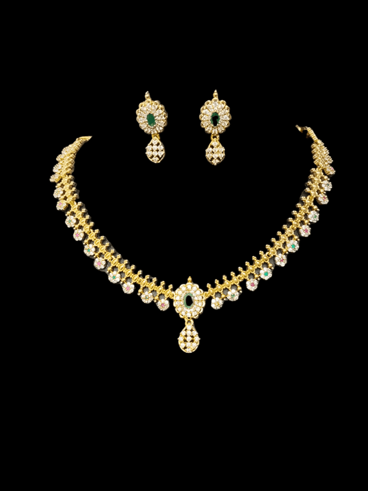 Green Aura Classic Premium Quality Stylish and Trendy Necklace Set with Green Stone