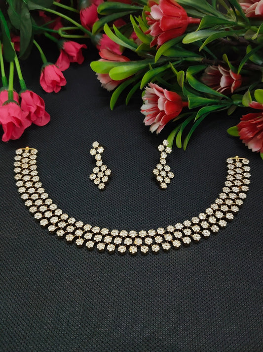Crystal Bloom Premium AD Stoned Necklace Set