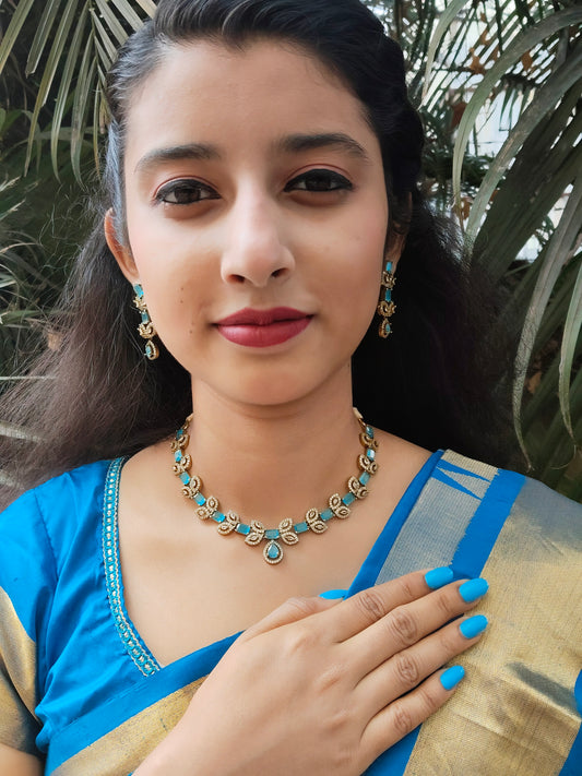 Rangtarangini Premium Quality Rare Color Short Necklace Sets in Antique Shade