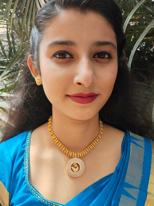 Mayura Mandala Premium Quality Peacock Designed AD Stoned Necklace Set