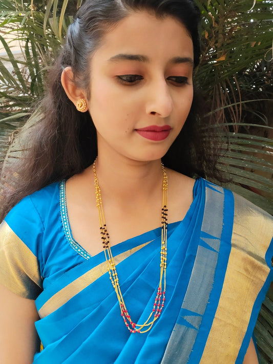 Kaajalraga Premium Quality Trending 3 Layered Mid Length Multi Colored Beautiful and Elegant Chain