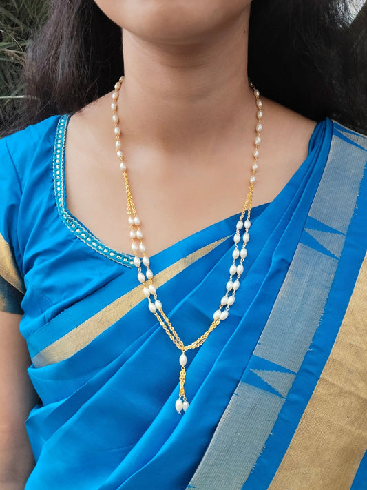Sharvani Premium Quality Trending 2 Layered Mid Length Beautiful and Elegant Pearl Chain