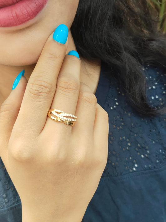 Golden Interlace 22k Gold Plated Premium Quality Xuping Branded Ring