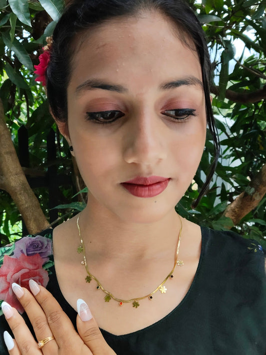 Gulashri Premium Quality 22k Gold Plated Trendy and Elegant Floral Designed Stoned Western Chain