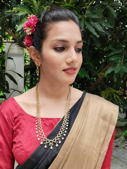 Hridya Haar Premium Mid Length AD Stoned Party Wear Show chain