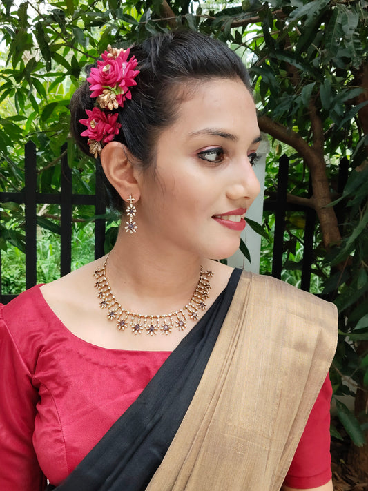 Lavanya Pushpam Premium AD Stoned Beautiful Victorian Necklace Set