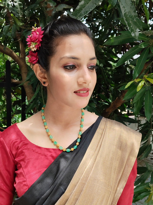 Mridulekha Premium Quality Antique Gold Stylish and Trendy Beaded Mid length Chain in 3 different Colors