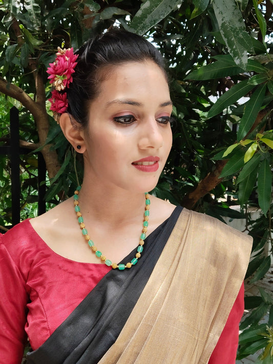 Mridulekha Premium Quality Antique Gold Stylish and Trendy Beaded Mid length Chain in 3 different Colors