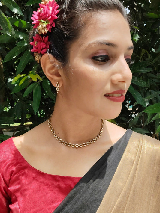 Gulab Phoolmala Simple and Elegant AD Stoned Necklace Set