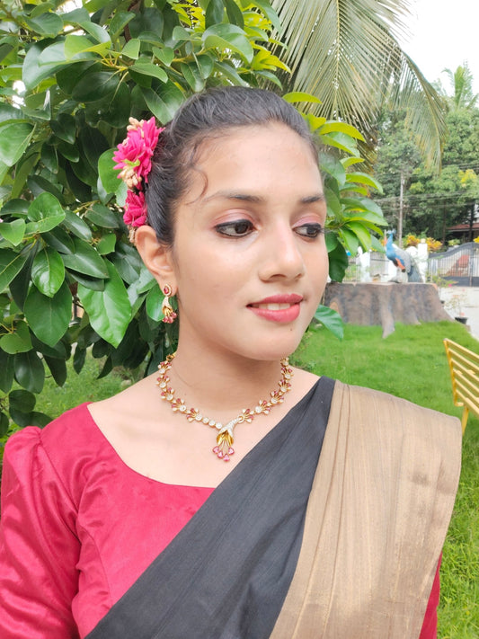 Mayura Rekha Premium Statement AD Stone Necklace Set