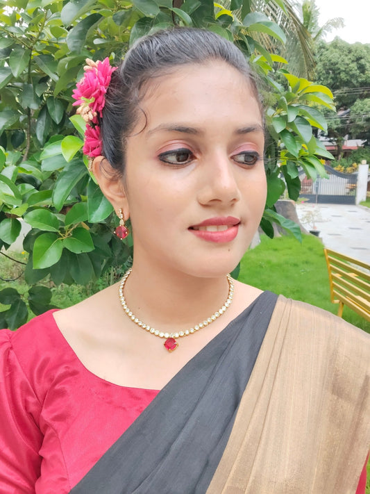 Raktima Glow Premium Quality Party Wear Simple and Beautiful AD Stoned Necklace Set