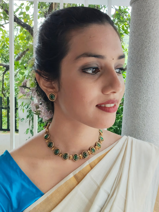 Manikyatha Traditional and Beautiful Necklace set In Antique Set