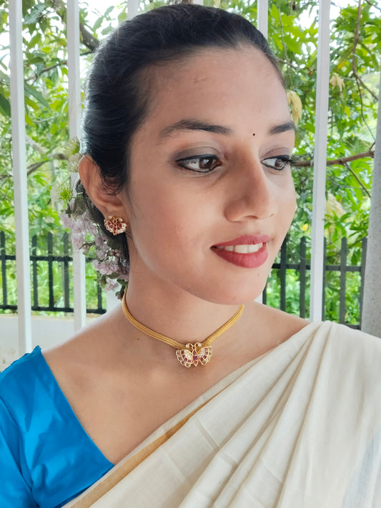 Varnapakshi Trendy Butterfly Designed Traditional Choker Set