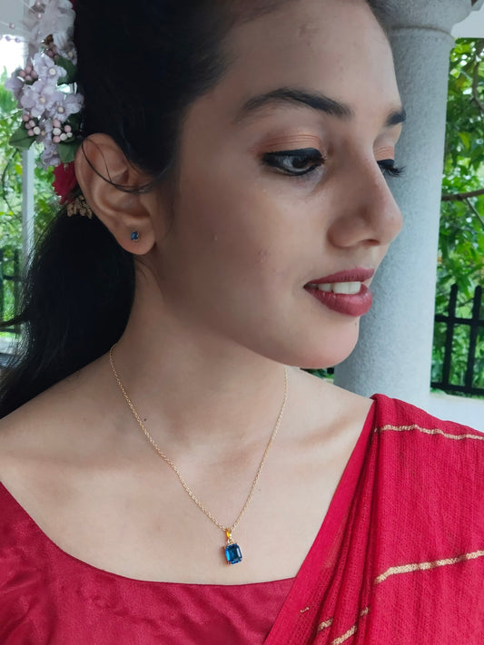 Nilabindu Budget Friendly Gold Plated Simple and Elegant Western Chain and Earring Combo Set