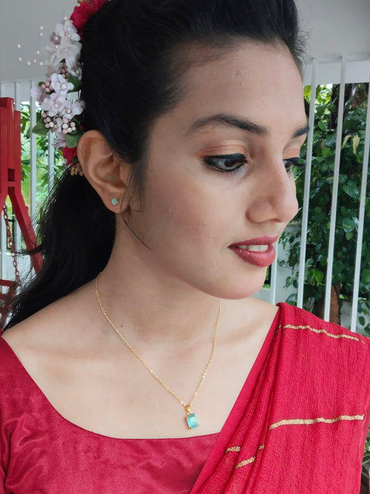 Aqualasya Budget Friendly Gold Plated Simple and Elegant Western Chain and Earring Combo Set