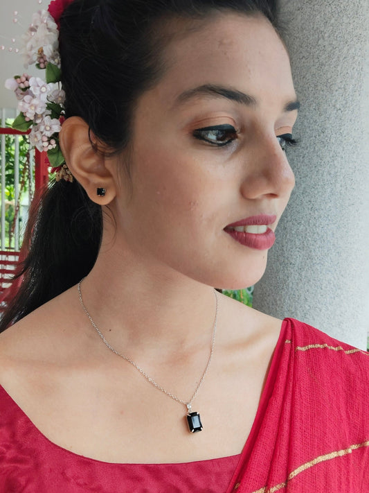 Noirika Budget Friendly Silver Plated Simple and Elegant Western Chain and Earring Combo Set