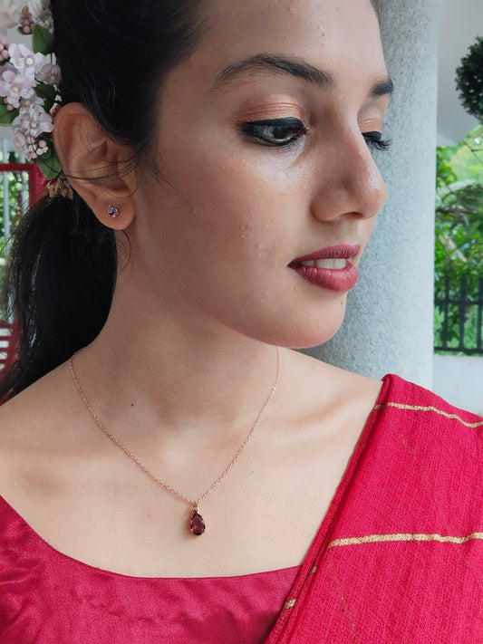 Mridulya Budget Friendly Rose Gold Finished Simple and Elegant Western Chain and Earring Combo Set