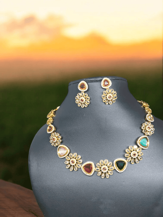Navaratna Pushpam Premium Multi Colored Necklace Set