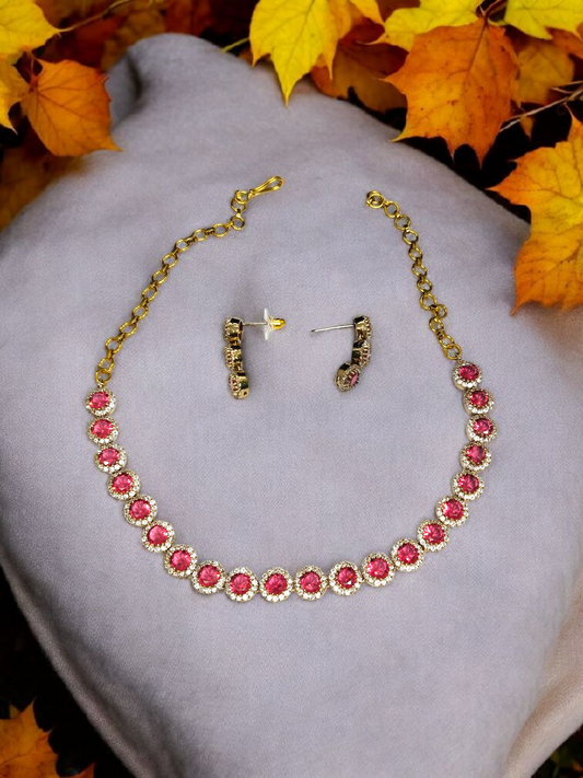 Rangmohini Premium Quality Victorian AD Stoned Necklace Set