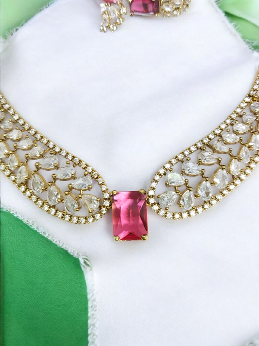 Rudhira Vasundhara Premium Quality Victorian AD Stoned Necklace Set