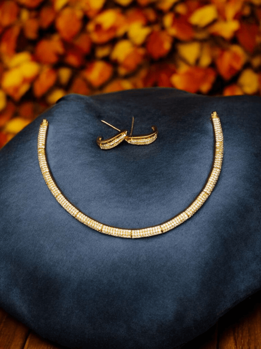 Swarna Saumya Premium Quality Simple American Diamond Necklace Set