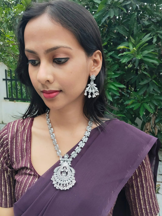 Sitaraarohi Budget Friendly Multi Color Stoned Cute and Elegant Oxidised Mid Length Necklace/Haram Set