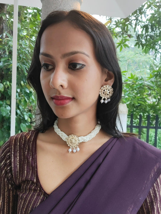 Shwetambari Budget Friendly Cute and Elegant Statement Pearl Choker Set