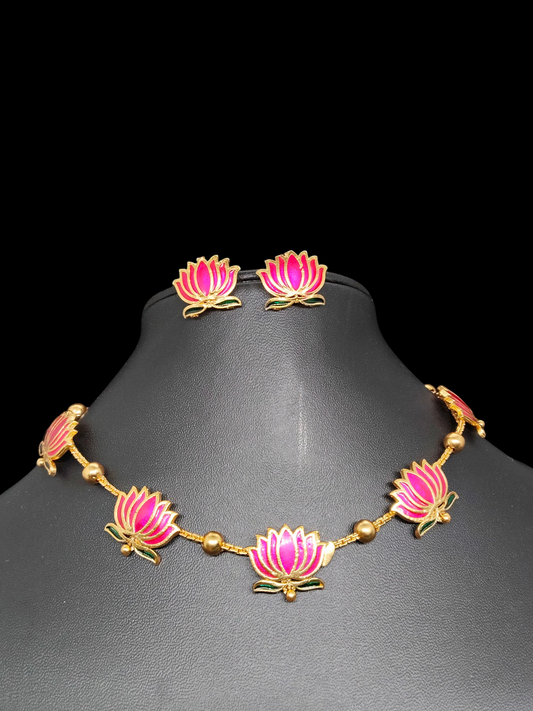 Jalnidhi Trending Lotus Design Premium Quality Choker Set