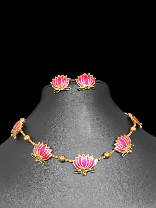 Jalnidhi Trending Lotus Design Premium Quality Choker Set