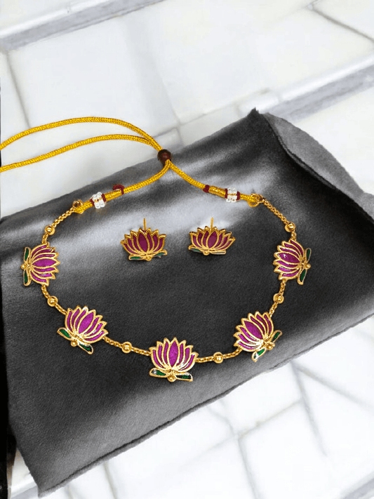 Lotusarita Trending Manju Warrier Inspired Traditional Lotus Choker Set in 3 Different Colors