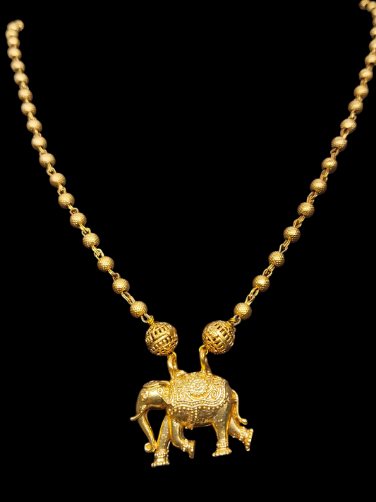 Gajamukta Premium Quality Antique Gold Finish Budget Friendly Mid Length Traditional Chain with Elephant Pendant