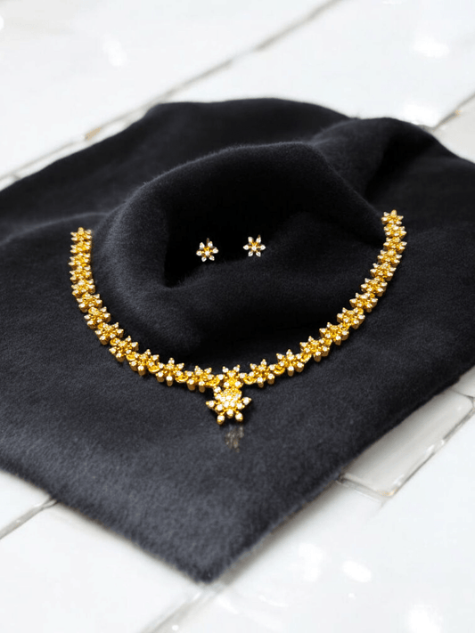 Manjusmita Premium Quality 22k Gold Plated Stylish and Trendy AD Stoned Necklace Set