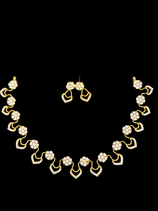 Vankimala Premium Quality 22k Gold Plated Stylish and Trendy Necklace Set with AD Stones