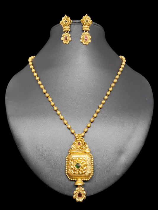 Nidraja Premium Quality Antique Shade 22k Gold Plated Stylish and Trendy Mid length Gold Bead Chain