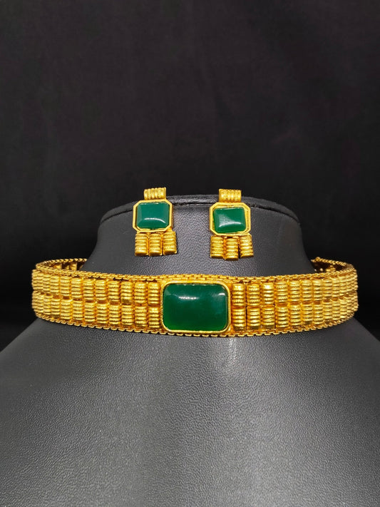 Indira Sutra Premium Quality 22k Gold Plated Mat Finish Choker Set Available in 2 variant