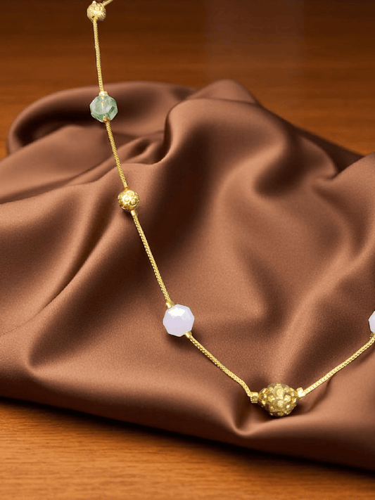 Pastelita Premium Quality Budget Friendly Daily Wear Simple and Elegant 22k Gold Plated Pastel Color Stoned Chain
