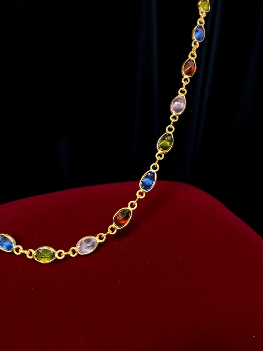Indulekshmi Premium Quality Budget Friendly Daily Wear Multi Color Stoned Long Chain