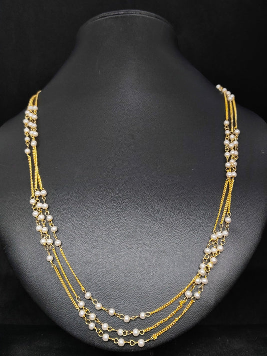 Nayanthara Premium Quality Mid Length 3 Layered Pearl Chains Available in 2 Variants